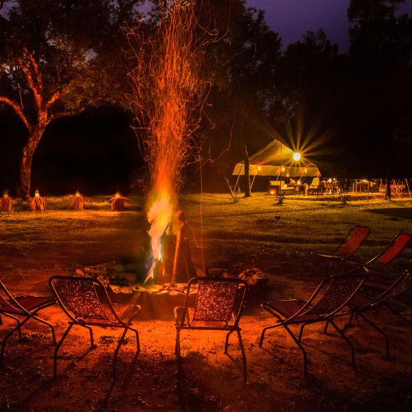 Bonfire at Ahaspokuna in the evening | Best Glamping Experience Sri Lanka
